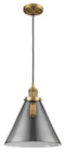 Innovations Lighting X-Large Cone 1-100 watt 12 inch Brushed Brass Mini Pendant with Smoked glass 201CBBG43L