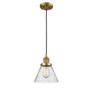 Cone Mini Pendant shown in the Brushed Brass finish with a Seedy shade