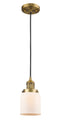 Innovations Lighting Small Bell 1-100 watt 5 inch Brushed Brass Mini Pendant with Matte White Cased glass 201CBBG51