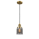 Bell Mini Pendant shown in the Brushed Brass finish with a Plated Smoke shade