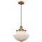 Oxford Mini Pendant shown in the Brushed Brass finish with a Matte White shade