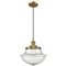 Oxford Mini Pendant shown in the Brushed Brass finish with a Seedy shade