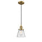 Cone Mini Pendant shown in the Brushed Brass finish with a Seedy shade