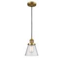 Cone Mini Pendant shown in the Brushed Brass finish with a Seedy shade