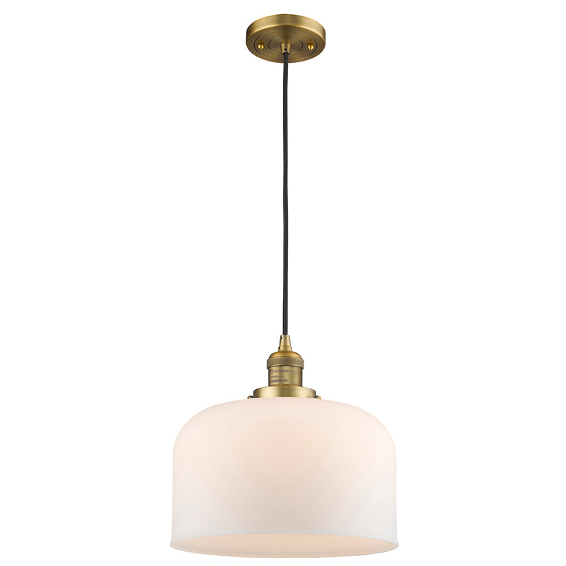 Bell Mini Pendant shown in the Brushed Brass finish with a Matte White shade