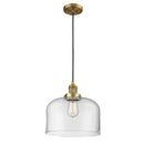 Bell Mini Pendant shown in the Brushed Brass finish with a Clear shade