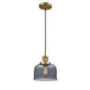 Bell Mini Pendant shown in the Brushed Brass finish with a Plated Smoke shade