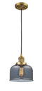 Innovations Lighting Large Bell 1-100 watt 8 inch Brushed Brass Mini Pendant with Smoked glass 201CBBG73