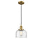 Bell Mini Pendant shown in the Brushed Brass finish with a Seedy shade