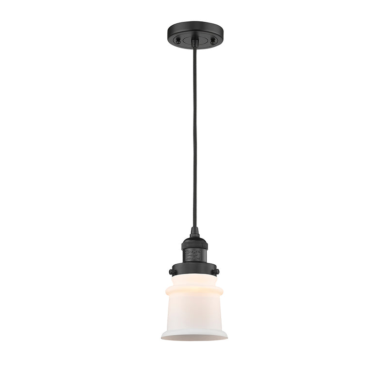 Canton Mini Pendant shown in the Matte Black finish with a Matte White shade