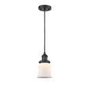 Canton Mini Pendant shown in the Matte Black finish with a Matte White shade