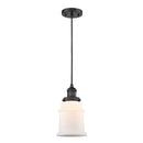 Canton Mini Pendant shown in the Matte Black finish with a Matte White shade