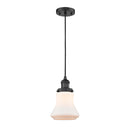 Bellmont Mini Pendant shown in the Matte Black finish with a Matte White shade