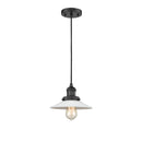 Halophane Mini Pendant shown in the Matte Black finish with a Matte White Halophane shade