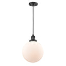 Beacon Mini Pendant shown in the Matte Black finish with a Matte White shade