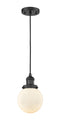 Innovations Lighting Beacon 1-100 watt 6 inch Black Mini Pendant with Matte White Cased glass 201CBKG2016