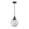 Beacon Mini Pendant shown in the Matte Black finish with a Clear shade