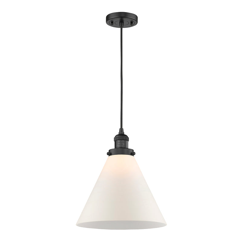 Cone Mini Pendant shown in the Matte Black finish with a Matte White shade