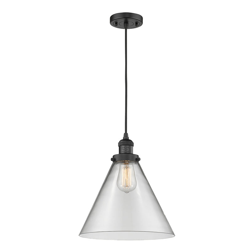 Cone Mini Pendant shown in the Matte Black finish with a Clear shade