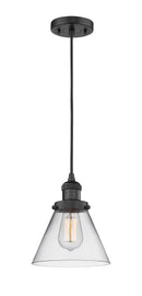 Innovations Lighting Large Cone 1-100 watt 8 inch Black Mini Pendant with Clear glass 201CBKG42