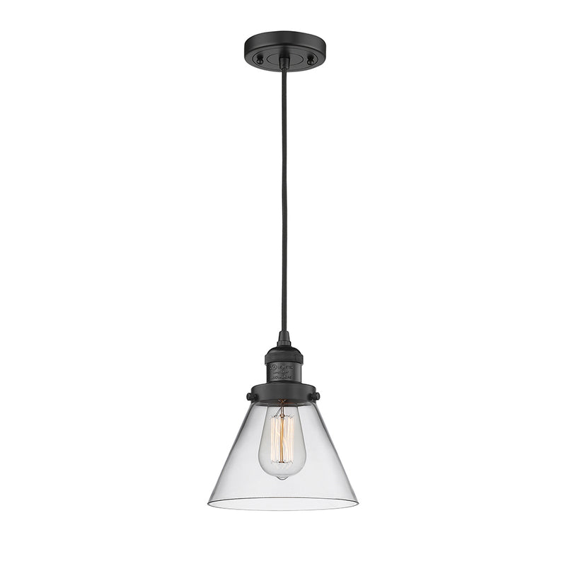 Cone Mini Pendant shown in the Matte Black finish with a Clear shade