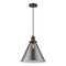 Cone Mini Pendant shown in the Matte Black finish with a Plated Smoke shade