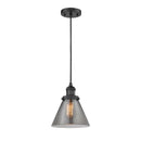 Cone Mini Pendant shown in the Matte Black finish with a Plated Smoke shade