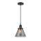 Cone Mini Pendant shown in the Matte Black finish with a Plated Smoke shade