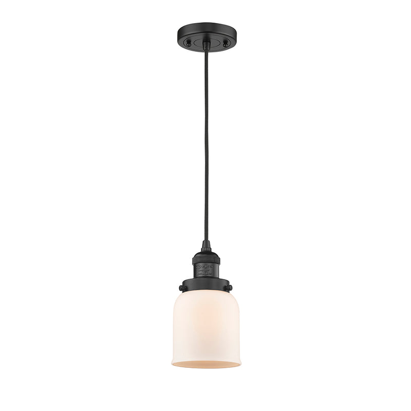 Bell Mini Pendant shown in the Matte Black finish with a Matte White shade