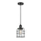 Bell Cage Mini Pendant shown in the Matte Black finish with a Clear shade