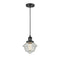 Oxford Mini Pendant shown in the Matte Black finish with a Clear shade