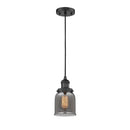 Bell Mini Pendant shown in the Matte Black finish with a Plated Smoke shade