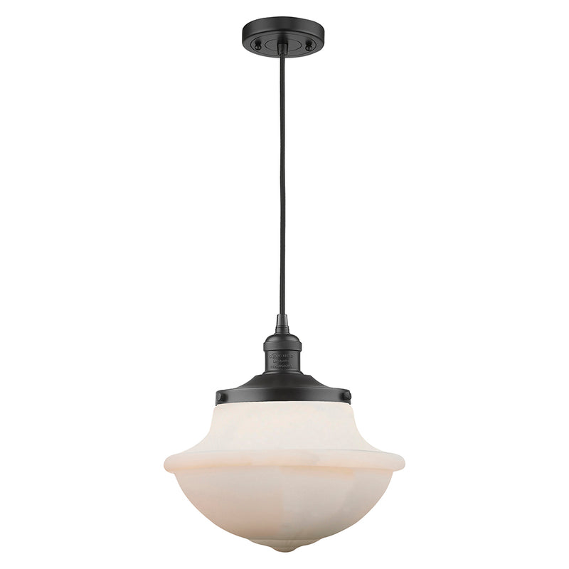 Oxford Mini Pendant shown in the Matte Black finish with a Matte White shade