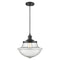 Oxford Mini Pendant shown in the Matte Black finish with a Seedy shade