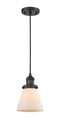 Innovations Lighting Small Cone 1-100 watt 6 inch Black Mini Pendant with Matte White Cased glass 201CBKG61