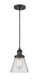 Innovations Lighting Small Cone 1-100 watt 6 inch Black Mini Pendant with Clear glass 201CBKG62