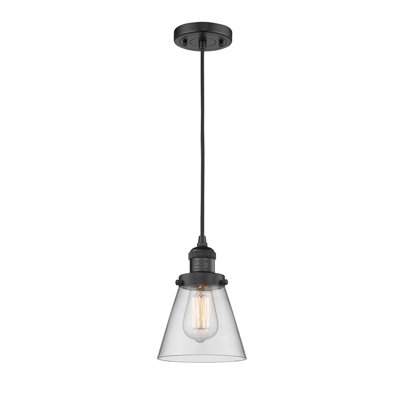 Cone Mini Pendant shown in the Matte Black finish with a Clear shade