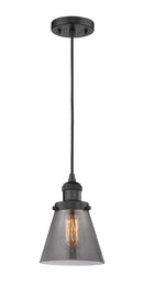 Innovations Lighting Small Cone 1-100 watt 6 inch Black Mini Pendant with Smoked glass 201CBKG63