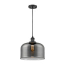 Bell Mini Pendant shown in the Matte Black finish with a Plated Smoke shade