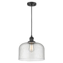 Bell Mini Pendant shown in the Matte Black finish with a Seedy shade