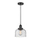 Bell Mini Pendant shown in the Matte Black finish with a Seedy shade