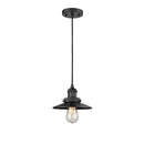 Railroad Mini Pendant shown in the Matte Black finish with a Matte Black shade