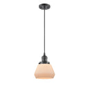 Fulton Mini Pendant shown in the Oil Rubbed Bronze finish with a Matte White shade