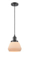 Innovations Lighting Fulton 1-100 watt 7 inch Oil Rubbed Bronze Mini Pendant with Matte White Cased glass 201COBG171