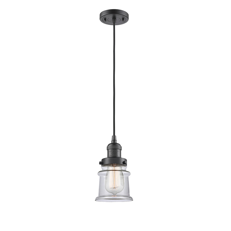 Canton Mini Pendant shown in the Oil Rubbed Bronze finish with a Clear shade