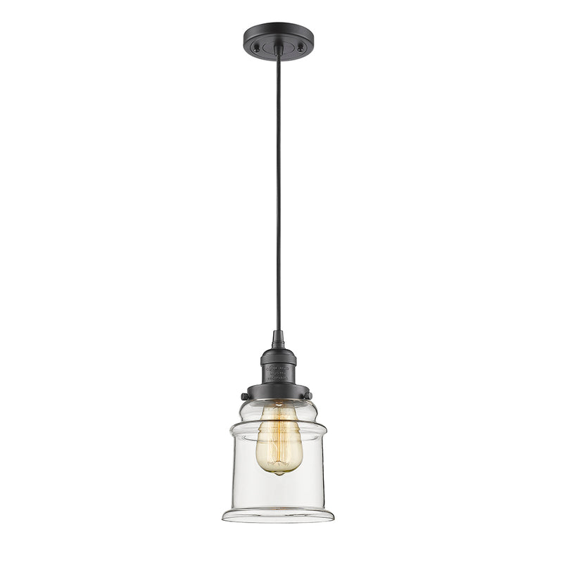 Canton Mini Pendant shown in the Oil Rubbed Bronze finish with a Clear shade