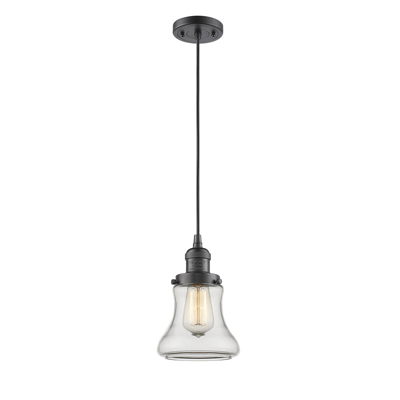 Bellmont Mini Pendant shown in the Oil Rubbed Bronze finish with a Clear shade