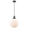 Beacon Mini Pendant shown in the Oil Rubbed Bronze finish with a Matte White shade