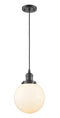 Innovations Lighting Beacon 1-100 watt 8 inch Oil Rubbed Bronze Mini Pendant with Matte White Cased glass 201COBG2018