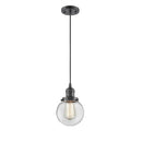 Beacon Mini Pendant shown in the Oil Rubbed Bronze finish with a Clear shade